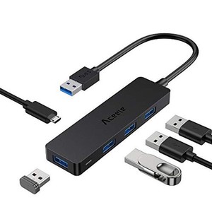 ACEELE USB ハブ 5ポート USB 3.0 ハブ付添MICRO USB 5 V 2 Aポート PS4対応 19CM 軽量 コンパクト5GBPS対応 USB HUB 在宅勤務 MACBOOK/S