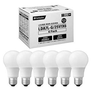 VERBATIM バーベイタム LED 一般電球タイプ クチガネE26 電球色 7.2W 810LM 広配光タイプ 6個入り LDA7L-G/25V1X6