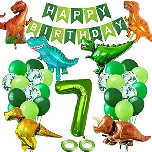 恐竜の風船恐竜のジャングルをテーマにしたパーティーの装飾誕生日パーティー用品には、多数のホイル風船、お誕生日おめでとうバナー、恐