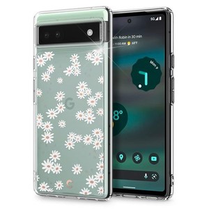 【CYRILL】 BY SPIGEN GOOGLE PIXEL 6A クリア 花柄ケース TPU 半透明 ソフト PC ケース 花 ストラップホール付き 高弾性 耐久性 軽量 耐