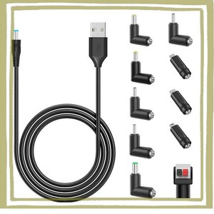 POPOLIER USB DC ケーブル 1M 変換プラグ付き 11 IN 1 DC充電コード 5.5X2.1MM USB DC 変換 ケーブル DC ジャック DC プラグ 5.5MM カメ