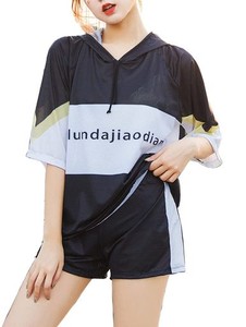 [INSOMILA] [インソミラ] 水着 レディース ジュニア タンキニ 4点セット 体型カバー オーバーTシャツ ショートパンツ スポーツブラ ラッ
