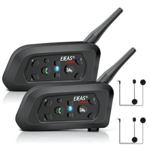 EJEAS バイク インカム V6PRO(2台セット) 2人同時通話 6人ペアリング バイク用品 最大通話距離1200M イ ヘルメット バイク ンターコム 防