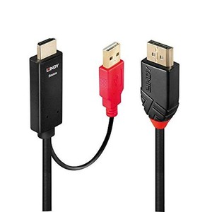 LINDY HDMI 1.4 - DISPLAYPORT 1.2アクティブ変換ケーブル、USB給電ケーブル付、5M(型番:41428)