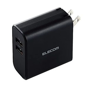 エレコム USB コンセント 充電器 合計24W USB-A×2 【 IPHONE ( IPHONE13シリーズ対応 ) / ANDROID / タブレット 対応 】 ブラック EC-AC