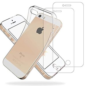 JHZZWJ (ケースX1)+(ガラスフィルムX2) FOR IPHONE SE 第一世代 用 フイルム IPHONE 5S/IPHONE 5/IPHONE 5C ガラスフイルム 強化ガラス 