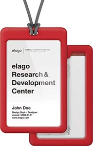 【ELAGO】 ID4 パスケース 縦型 IDカードホルダー シリコン × ポリカーボネート ハード ケース ネックストラップ 付き [ 各種 クレジッ