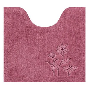 センコー スウェイ トイレマット 約55×60CM ピンク 花 刺繍 モダン 19512