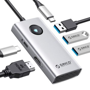 ORICO USB C ハブ 5-IN-1 USB3.0 5GBPSデータ転送 4K@30HZ HDMI出力 60W PD充電 2*USB2.0 USB ハブ セルフパワー/バスパワー両対応 