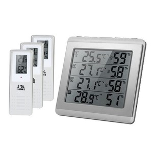 デジタル温湿度計GEEVORKS LCDデジタル屋内/屋外温度計湿度計4チャンネル温度湿度計3屋外送信機快適レベル インテリア 赤ちゃん 家庭用 