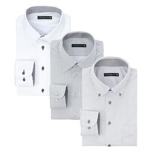 [アトリエ365] ワイシャツ 3枚 セット 長袖 メンズ ニットシャツ ノーアイロン 形態安定 ビジカジ ビジネスシャツ ポロシャツ/AT103-3SET