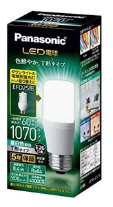 パナソニック LED電球 口金直径26MM 電球60W形相当 昼白色相当(8.4W) 一般電球・T形タイプ 密閉器具対応 LDT8NGST6