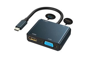 USBハブ HDMI VGA 変換アダプタ 4-IN-1アダプタ HIMIアダプタ VGAアダプタ USB 3.0ポート 87WPD充電ポート 日本語の説明書 タイプ C HDMI