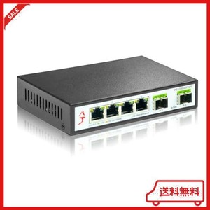 XIKESTOR 2.5GBPS スイッチングハブ 6 ポート(2.5G RJ45ポート4つ+10G SFP+ 2つ)、非管理2.5GB ギガビット ネットワークスイッチ、高速イ