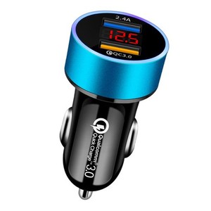YUGYUG シガーソケット USB シガーソケット 電圧計 LEDデジタルディスプレー搭載 車 USB 車載充電器 シガーソケット 2連 QC3.0ポート 軽