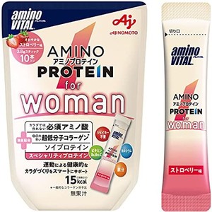 味の素 アミノバイタル アミノプロテイン FOR WOMAN ストロベリー味 10本入パウチ アミノ酸 BCAA EAA ソイプロテイン コラーゲン ダイエ