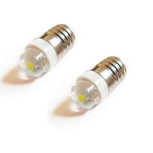 2個 e10 低電圧 0.5w dc 1.5v-3v led豆電球 白色 コンパクトサイズ版 高輝度 6000k 螺旋led懐中電灯 乾電池1個から点灯可能