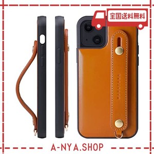 [HANATORA] IPHONE 15 ケース イタリアンレザー 本革 ベルトスタイル ネックストラップ付属 オレンジ TGH-15-ORANGE