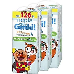 【パンツ BIGサイズ】 アンパンマン おむつ ネピア やさしいGENKI! パンツ (12~22KG)126枚(42枚×3) [ケース品]