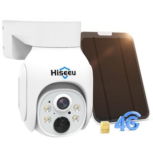 【4GLTE SIMカード対応】HISEEU 4GLTE防犯カメラ ソーラー充電 ワイヤレス屋外防犯カメラ 360°ソーラーPTZカメラ IP66防水 PIR人感セン