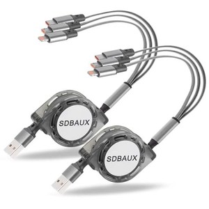 【2本セット】SDBAUXマルチ充電ケーブル 3IN1 充電コード 巻き取り3A急速充電 ライトニングケーブル 携帯充電ケーブル スマホケーブルIP/