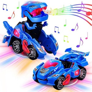 恐竜 変形ロボット 車 おもちゃ 変形 変身 LED 光音付き おもちゃの車を歌う 子供のおもちゃ 一体型 自動変形 ライト音楽 ギフト 人気
