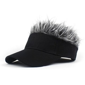 [FTXJEHG] 迷彩かつら サンバイザー 毛糸帽子 キャップ 帽子 ヘアバイザー帽子 スポーツ かつら付き ウィッグ付ヘアー フリーサイズ 髪の