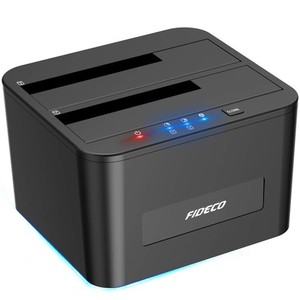 FIDECO HDDスタンド、USB3.0接続 2.5型 / 3.5型 SATA HDD/SSD対応、パソコンなしでHDDのまるごとコピー機能付き、2ベイ ハードディスクケ