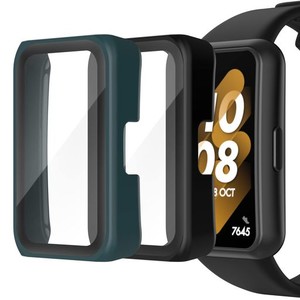 ATIC ファウェイバンド7 HUAWEI7ケース 2枚セット HUAWEIBAND7/6 HONOR BAND7/6 対応カバー 保護ケース 全面保護 PCケース 強化ガラスフ