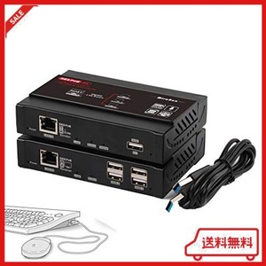 TREASLIN 140M HDMI KVM エクステンダー 延長機器 HDMI TO LAN HDCP 4K 1080P 対応 ディスプレイ CAT5E CAT6 CAT6E LANケーブル KVM USB 