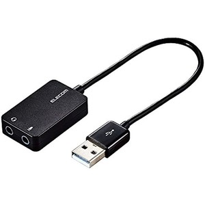 エレコム USBオーディオ変換アダプタ Φ3.5MM USB TO ステレオミニジャック 3極 4極 対応 ノイズ解消 ケーブルタイプ 0.15M ブラック USB