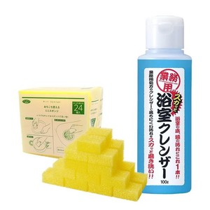 アイメディア 浴室洗剤 業務用スカッと浴室クレンザー 浴槽洗剤 100G お風呂用洗剤 あちこち使えるミニスポンジ付き(24個入) 研磨剤配合 