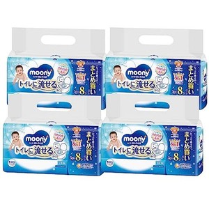 【まとめ買いパック】【おしりふき】 ムーニー おしりふき トイレに流せるタイプ 詰替 1600枚(50枚×8コ×4)無添加(アルコール・香料・パ