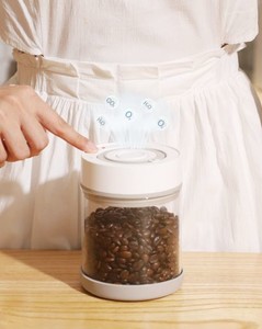 MINIDIVA 自動真空キャニスター コーヒー豆 保存容器 耐熱ガラス ポンプ不要 密閉 スマート 真空保存コンテナ 食材鮮度 栄養保持 高真空