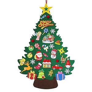 AIYOUPIN DIYクリスマスツリー 壁掛けクリスマスツリー装飾DIYフェルトクリスマスツリーセットとクリスマスギフト＆クリスマスツリーの装