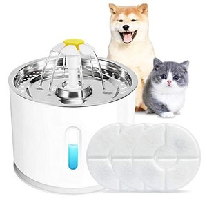 CONVELIFEペット給水器 自動給水器 猫犬用 循環式水飲み器 3枚活性炭フィルター 付きステンレス製の水飲み皿 犬猫循環式自動給水器 省エ