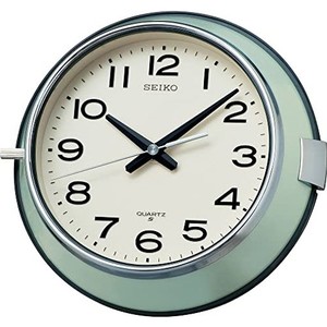 セイコー クロック 掛け時計 アナログ 防塵型 オフィスタイプ 金属枠 薄緑 ks474m seiko