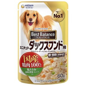 ベストバランス 国産鶏ささみ入り パウチ ミニチュアダックス用 60G×12個 (ケース販売)