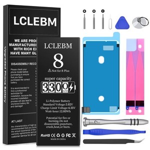 LCLEBM IPHONE 8 対応 バッテリー 3300MAH 大容量 交換用 バッテリー PSE準拠 ― 標準工具セット付き