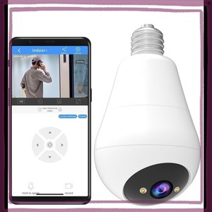 【360°全方位監視・IP65防水】JOOAN 防犯カメラ 屋外 ワイヤレス電球型防犯カメラ 2.4G WIFI対応 自動追尾・24時間録画監視カメラ 室内