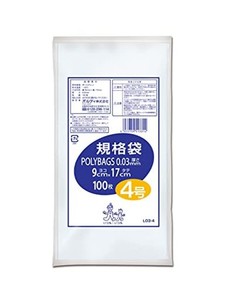 オルディ 食品保存 ポリ袋 規格袋 透明 4号 横9×縦17CM 厚み0.03MM 100枚入 食品衛生法適合品 ビニール袋 L03-4