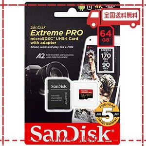 【5年保証】microsdxc 64gb sandisk サンディスク extreme pro uhs-1 u3 v30 4k ultra hd アプリ最適化 a2対応 sdアダプター付 [並行輸入