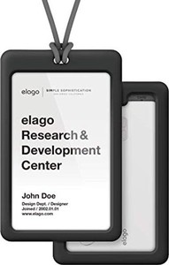 【ELAGO】 ID4 パスケース 縦型 IDカードホルダー シリコン × ポリカーボネート ハード ケース ネックストラップ 付き [ 各種 クレジッ
