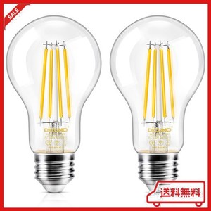 DICUNO LED電球 E26口金 電球色 60W形相当 フィラメント電球 6W 806LM 2700K 一般電球形 クリアタイプ 省エネ 全方向 A60 調光器非対応 2