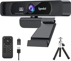 SPEDAL WEBカメラ 4K UHD 800万画素 4倍ズーム 120°広角 会議カメラ リモコン&三脚付き マイク内蔵 USB プラグ&プレイ 4Kウェブカメラ P