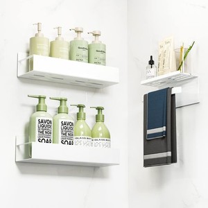 ORIMADE マグネット 浴室用ラック + タオル掛け ホワイト 風呂/洗面所/浴室収納 水切り 磁石 壁掛け 3段式