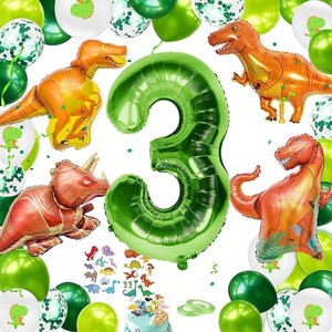 誕生日 飾り付け 男の子 風船 恐竜 バルーン グリーン HAPPY BIRTHDAY ハッピーバースデー バルーン恐竜セット6歳以上子供用 (3歳)