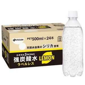 伊藤園 ラベルレス 強炭酸水 レモン 500ML×24本 シリカ含有