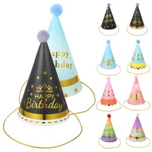 [NOLITOY] バースデー帽子 誕生日 三角帽子 パーティーハット おしゃれ お祝い 飾り バースデーハット 写真道具 10点入り 大人 子供 パー