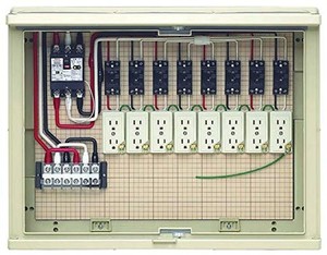 未来工業 屋外電力用仮設ボックス 漏電しゃ断器・分岐ブレーカ・コンセント内蔵 ELB組込品 17A-8C6TW